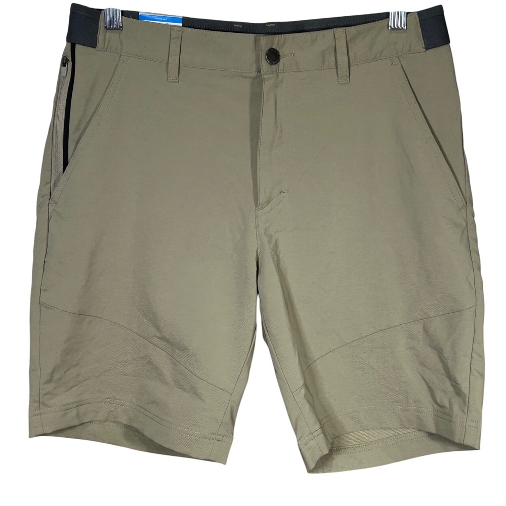 Columbia Men's Active Shorts Size 30 Khaki Casual Hiking Walking Zip Pocket New